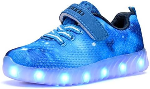 COODO CD2006 Toddler Kids LED Shoes Boy's & Girl's Flashing Light up Sneakers Blue VELCRO-13