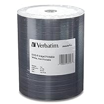 Verbatim 4.7GB up to 16x DataLifePlus White Inkjet Hub Printable Recordable Disc DVD-R 100-Disc Tape Wrap  97016