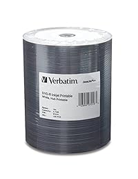 Verbatim 4.7 GB hasta 16 x DataLifePlus White Inkjet Hub Printable Recordable Discos DVD-R 100-disc cinta Wrap 97016