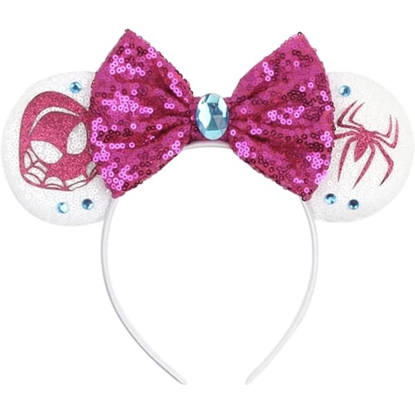 CLGIFT Disney Minnie Maus Ohren Kopfband – Handgefertigt, Mit Pailletten, In Verschiedenen Farben Wie Rot-gold & Regenbogen-Glitzer