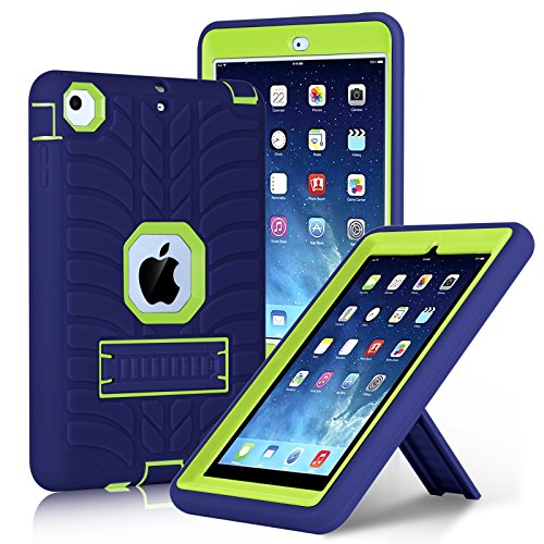 iPad Mini Case,iPad Mini 2 Case,iPad Mini 3 Case,iPad mini Retina Case, Elegant Choise Heavy Duty Three Layer Armor Defender Protective Case Cover with Kickstand for iPad Mini 1/2/3 (Yellow+Navy)