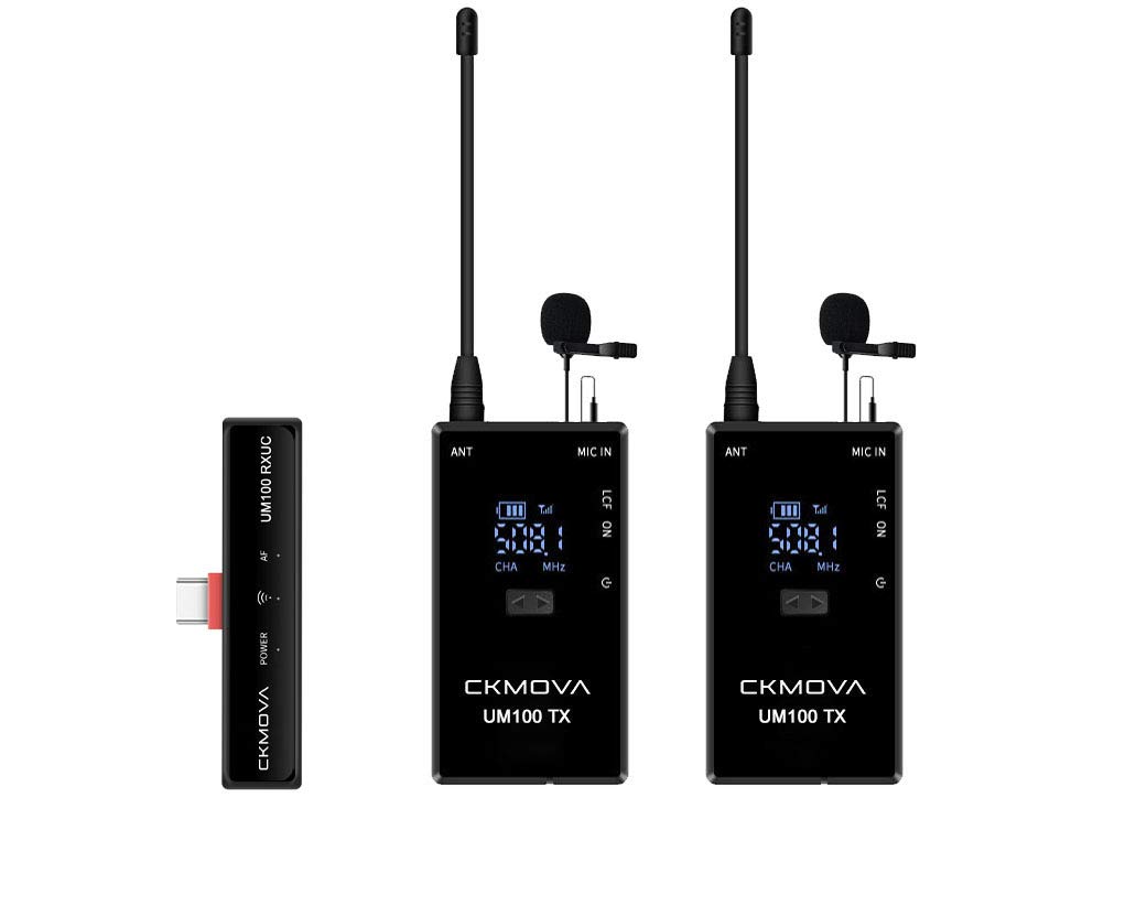 CKMOVA UM100 Kit4 UHF Wireless Microphone with 2x Transmitter + 1x Type-C Receiver