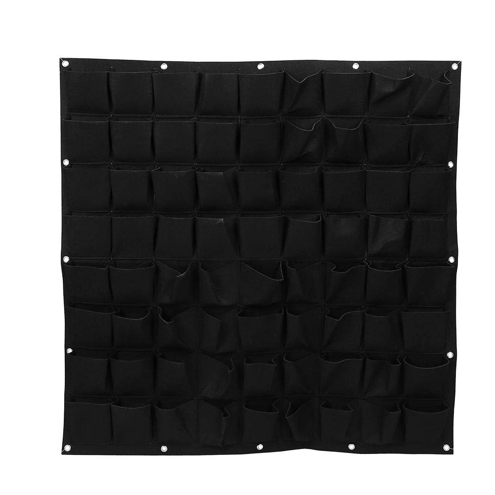 Nimoa Planting Bag, 72 Pockets Wall Vertical Flower Hanging Felt Planter Bags for Garden Indoor Outdoor 2 Colors (Black)