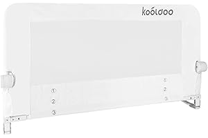 KOOLDOO Toddlers Bed Rail Guard 51L*22.8H(Inches) Fold Down Bed Rail Guards, Tall Bed Guard with NBR Foam and 1pcs Safe Belt for Kids, Full Size, Queen & King Mattress, Box Spring(White)