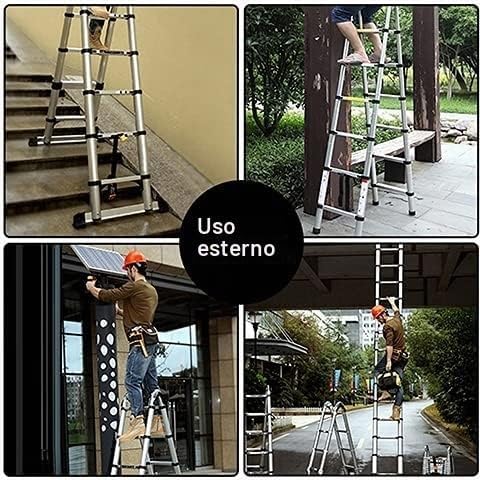 5M Scala Telescopica in Alluminio Scala Retrattile pieghevole, Capacità 150kg (2,5M+2,5M)