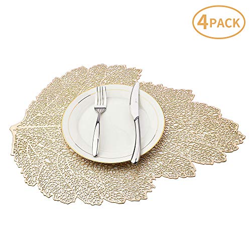 MLADEN HollowedOut Leaf Placemats,Washable Table Mats,NonSlip Place
