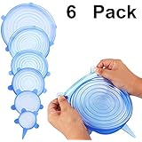 Silicone Stretch Lids (6 Pack), Reusable, Extensible,Silicone Covers are Suitable for Bowls,Cups,Pots, Keeping Food Fresh, Dishwashers and Refrigerators Safe(blue)