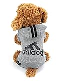 Idepet(TM) Adidog Pet Dog Cat Clothes 4 Legs Cotton Puppy Hoodies Coat Sweater Costumes Dog Jacket (L, Gray)