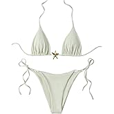 SHENHE Women's Triangle String Bikini Set 2 Piece Halter Swimsuits Starfish Metal Linked Swim Set