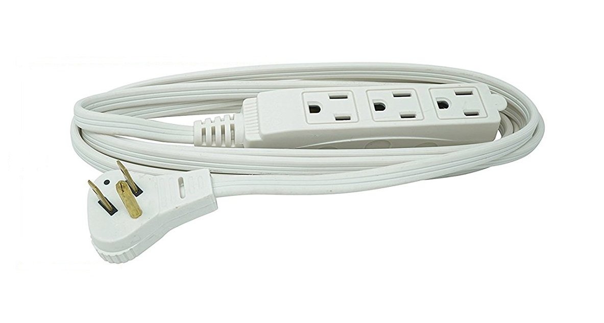 SlimLine 2241 Flat Plug Extension Cord, 3Wire, White, 8Foot Amazon