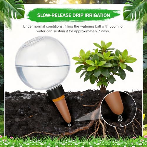 Yimomoyi 4 x 500ml Automatic Watering Balls for Indoor Plants, Balcony Plants and Flowers