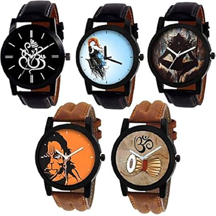 Boys Watches Multi Color Dial Watch for Men Latest Pack of 5 (RG-FLX-19)