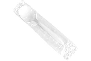 Daxwell Medium Weight Polypropylene 5 5/8" Soup Spoon, Individually Wrapped, White, Recyclable (4 Bags of 250)