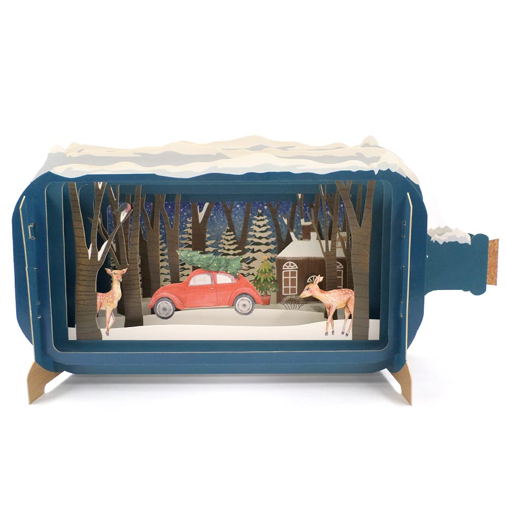 Message In A Bottle Home For Xmas Pop Up Christmas Greeting Card By Alljoy Cards XMIB051