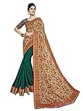 Shonaya Women's Embroidered Yellow Color Georgette Saree with Unstitched Blouse Piece, Free Size