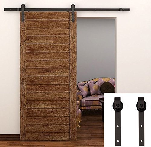 WBHome Sliding Barn Door Hardware Set Antique Style - 8 Ft Black