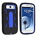 Blue Hard Case and Black Silicone Skin Dual Combo 2-in-1 with Kickstand / Kick Stand Snap-On Protective Cover Cell Phone for Samsung© Galaxy S 3 III / S3 / i9300 i-9300