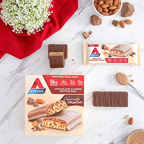 ATKINS CHOCOLATE ALMOND BUTTER PROTEIN MEAL BAR, KETO FRIENDLY, 5 COUNT