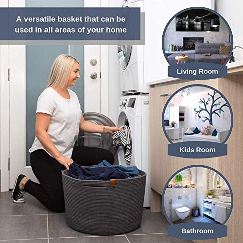 DENJA & CO Extra Large Blanket Basket for Living Room Decorative