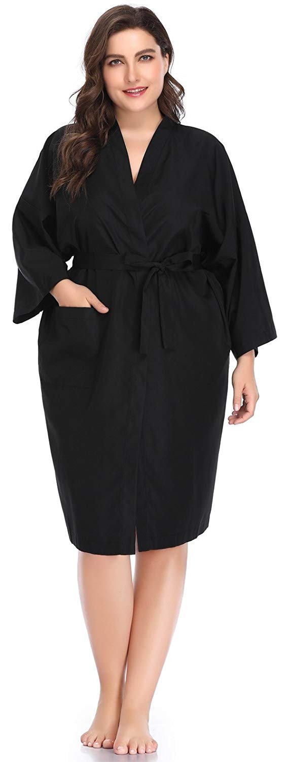 Salon Robes Smock for Clients, Hair Salon Client Gown Cape-Large Size-Black : Beauty