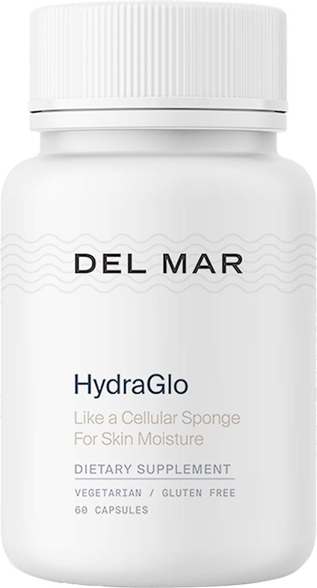 Del Mar Labs: HydraGlo - Hyaluronic Acid Dietary Supplement - 60 Capsules - Vegetarian, Gluten-Free - Anti-Aging Supplement for Smooth, Supple Skin - Supports Joint Health - High Absorption Technology