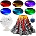 Normei Aquarium Volcano Ornament Kit Colorful LED Spotlight Air Bubbler Stone for Aquarium Fish Tank Decorations