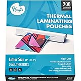 Pluqis Thermal Laminating Pouches, 5 mil :: 9" x 11.5" (200 Letter Size Sheets) :: Use with Any Thermal Laminator :: Clear, Glossy, Wrinkle Free, Anti Static, Photo Safe &amp; Waterproof