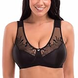 La Isla Women's Embroidered Full Coverage Wire Free Soft Cups Minimizer Bra