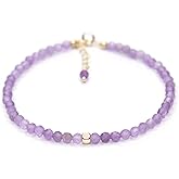 BEMDOFIG Natural Amazonite Beads Bracelet for Women Girls, 3 mm Faceted Round Beads, Handmade Jewelry 14k Plated 7 + 1 Inch Adjustable Chain Natural stone bracelet