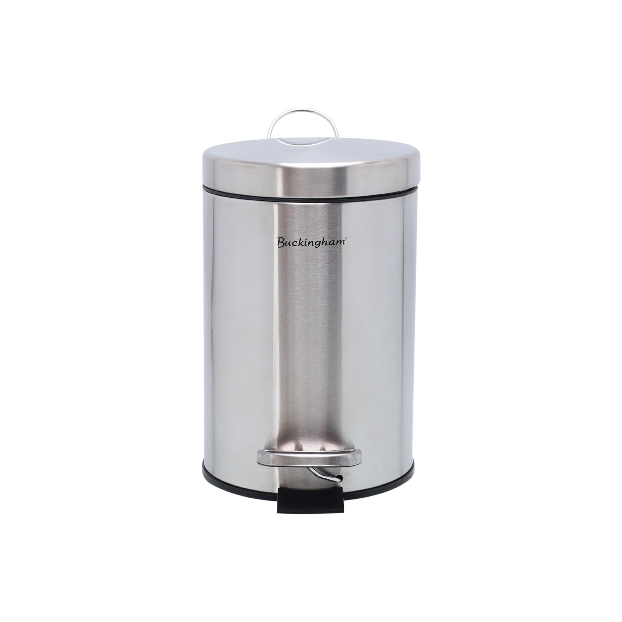 Buckingham Pedal Bin for Bathroom Kitchen Office Premium Stainless Steel Brushed Finish Waste Trash Bin with Removable Inner Bucket Soft Closing Mechanism (3 Litre)