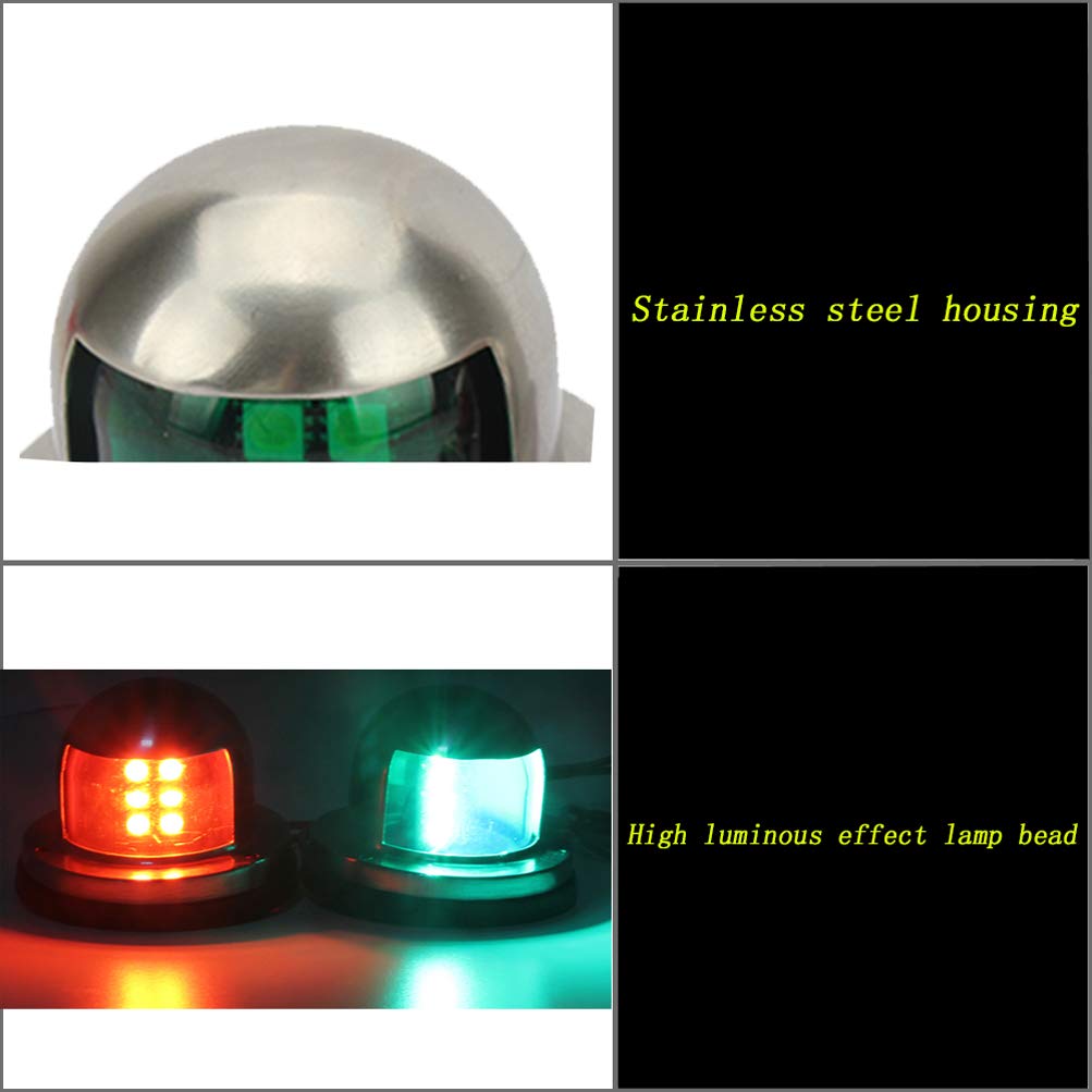 Senzeal One Pair LED Bow Navigation Lights Boat Yacht Light DC 12V Sailing Signal Lights for Boat (Red and Green)