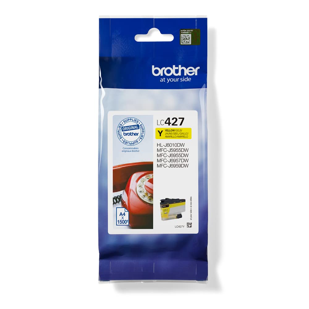 Brother LC-427Y Inkjet Cartridge, Yellow, Single Pack, Standard Yield, Includes 1 x Inkjet Cartridge, Genuine Supplies