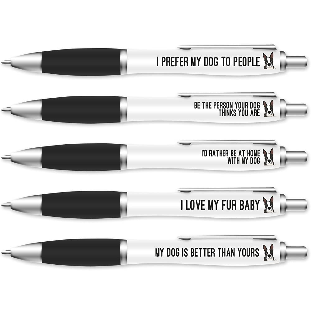 Silly Sentiments 5 Pack of Ballpoint Pens - Dog Pen Set - For Colleague's Birthday - Funny Novelty Stationery Gift for Dog Lovers and Friends - Office Desk Accessories