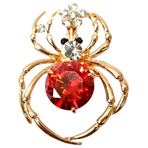 Navachi18k Gold Plated Multi-Color Crystal Zircon Crystal Spider Brooch Pin