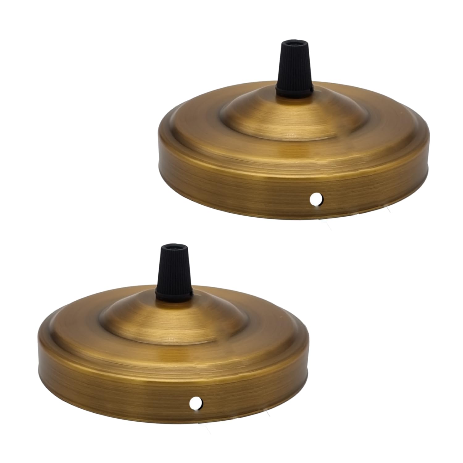 LEDSone 2 Pack Single Point Yellow Brass Ceiling Light Fitting Plate for Vintage Pendent Lights, 108mm Metal Antique Side Fitting Ceiling Rose with Accessories for Hanging Ceiling and Wall Lamp.