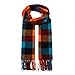 A.WAVE Softer than Cashmere Wool Touch Tassel Ends Plaid Check Solid Scarf (Orange)