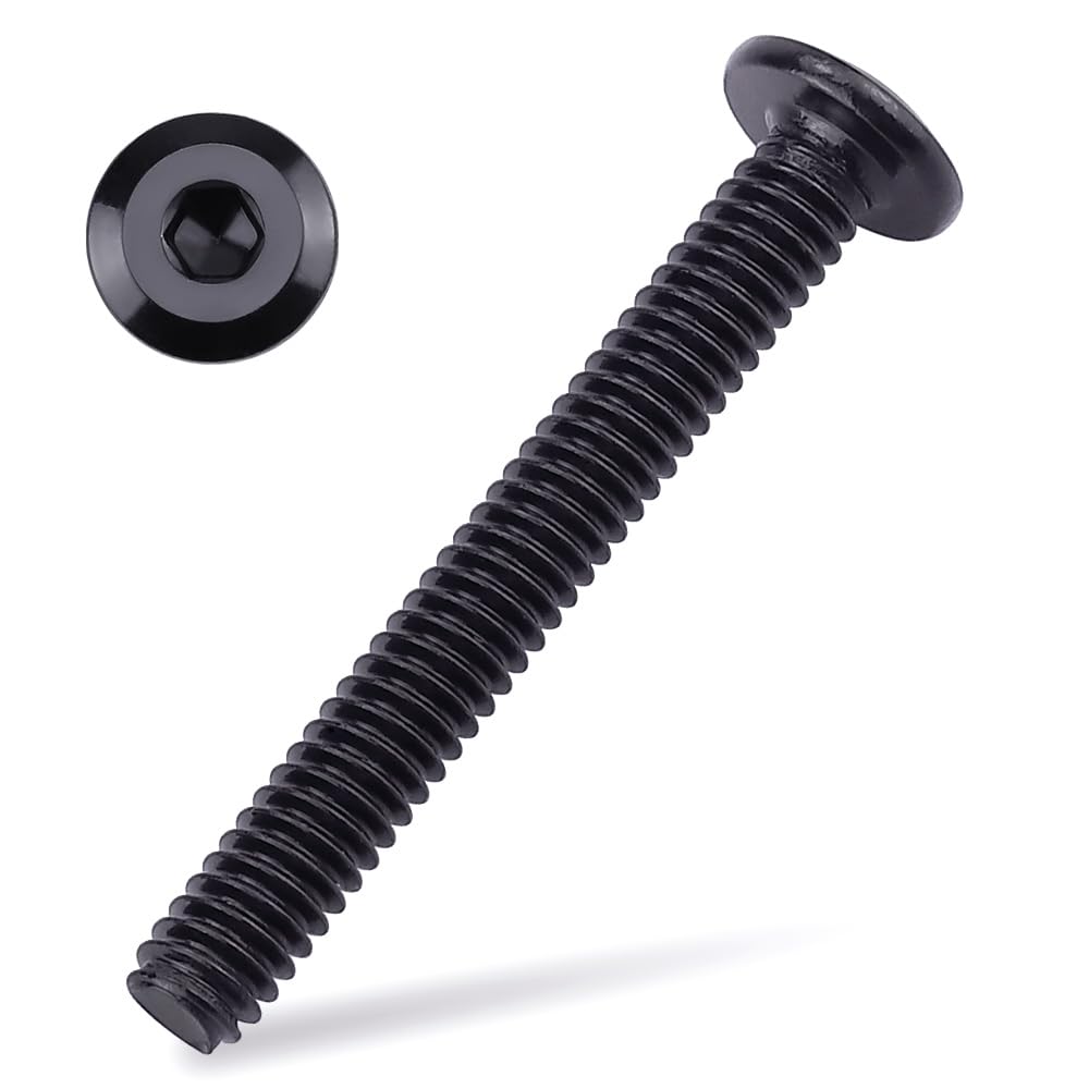 Photo 1 of 1/4-20 x 2-1/2" Black Hex Socket Head Cap Screws, 304 Stainless Steel 18-8, Furniture Bolts, Connector Screws, Black Coated, Full Thread, 25 PCS