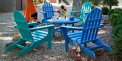Premium Quality Adirondack Deck Chair FOLDABLE Wooden Furniture for Easy Storage - Suitable for All Weather Conversations on Patio Outdoor Garden Poolside Beach, Natural Wood Grain Color