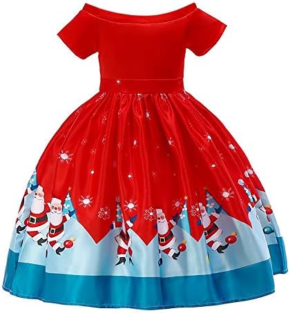Toddler Santa Claus Dresses, Christmas Princess Dress for Baby Girls Short Sleeve Outfits—[12M-7T]