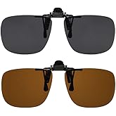 Success Eyewear Clip On Sunglasses Flip Up Polarized Sunglasses Clip onto Eyeglasses Over Prescription Glasses Case Included