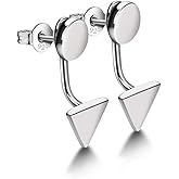 Women's 925 Sterling Silver Earrings - Minimalist Geometric Design Triangle Stud Earrings - Solid Silver Women's Fine Jewelry - Not Allergic