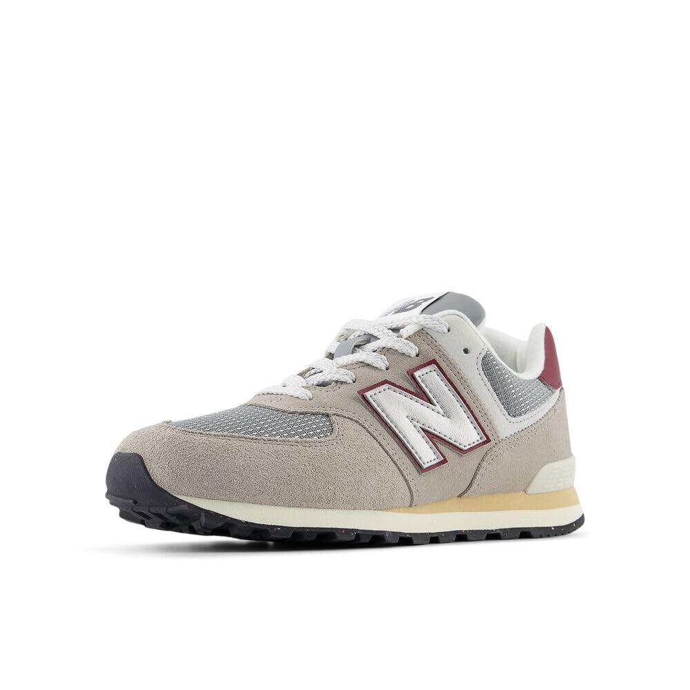 New Balance Kid's 574 V1 Lace-Up Sneaker, Arid Stone/Monarch Burgundy, 5.5 W Big Kid Image