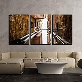 3 Piece Canvas Wall Art - Street Lamp of Traditional Street in Venice - Modern Home Art Stretched and Framed Ready to Hang - 16"x24"x3 Panels