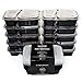 California Home Goods 2 Compartment Reusable Food Storage Containers with Lids, Microwave and Dishwasher Safe, Bento Lunch Box, Stackable, Set of 10