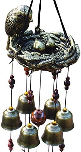 Wind Chimes, Tuodas Classic Retro Copper Alloy Bells Wind Chime Bronze Color Home/Garden/Balcony/Patio Hanging Decor (Bird nest)