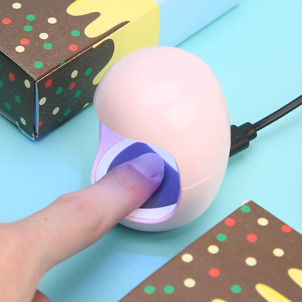 Small Portable USB Nail Lamp - LED UV Curing Light for Nail Art Gel Manicure & Pedicure - Quick Drying Device for UV Gel Polish (Pink)