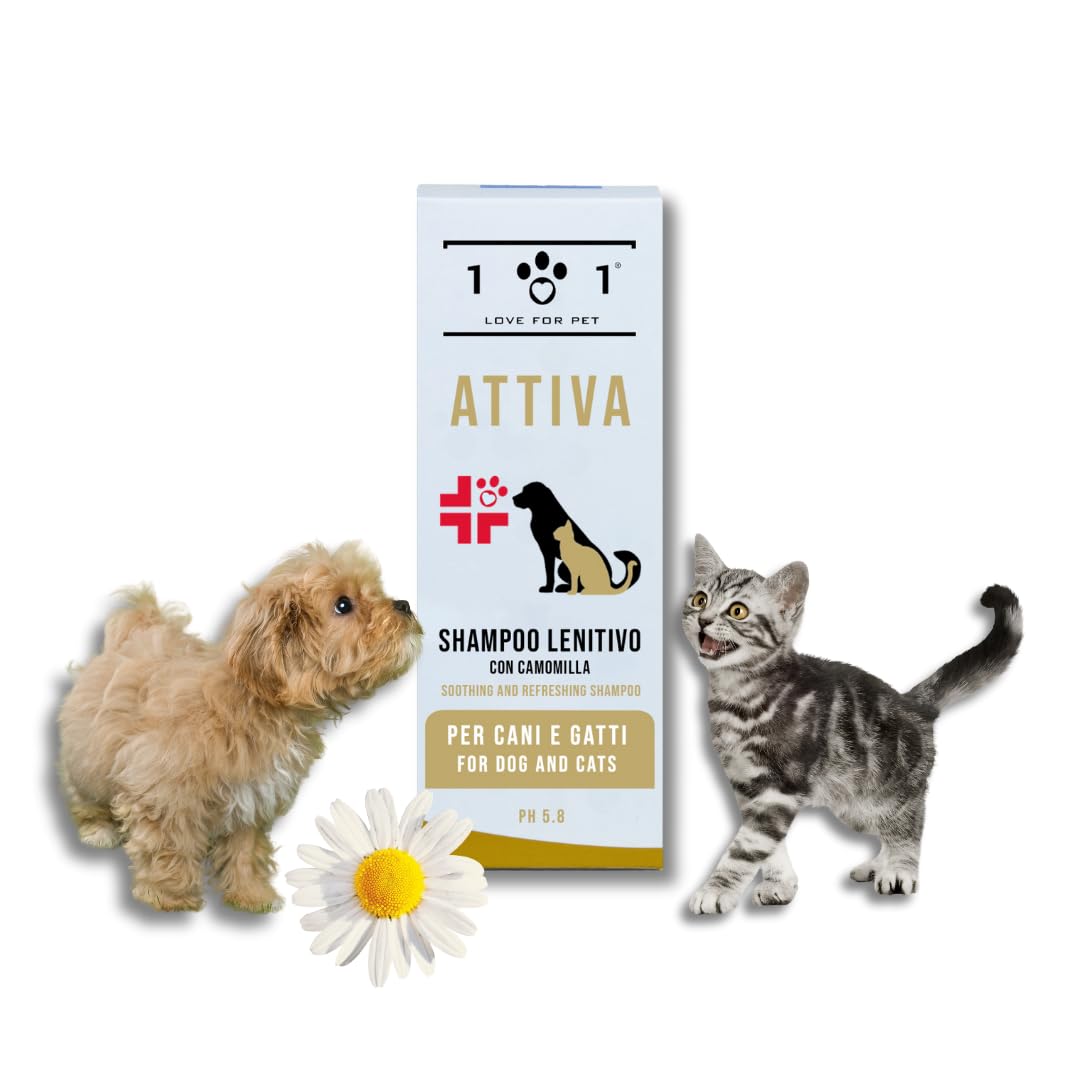 Natural Shampoo for Dogs and Cats, 250 ml, Protective Formula with Chamomile and Vegetable Oils, Moisturising and Refreshing, Linea 101