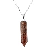 NJCRAFT Pencil Pendant Necklace for Women |Natural Healing Crystal Hexagonal Point Reiki Chakra Pendant 15-25 Carat | 8–14 mm Stone | Silver Plated Chain 16+2 Inch Adjustable