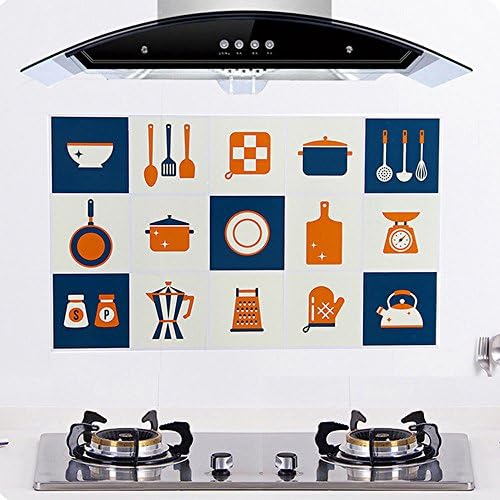 Xander Home Self Adhesive Removable Wall Murals Aluminum Foil Paper Wrap , High Temperature Waterproof Anti-oil Wall Stickers , Kitchen Toilet Paste Mural Art Decoration (Pattern C)