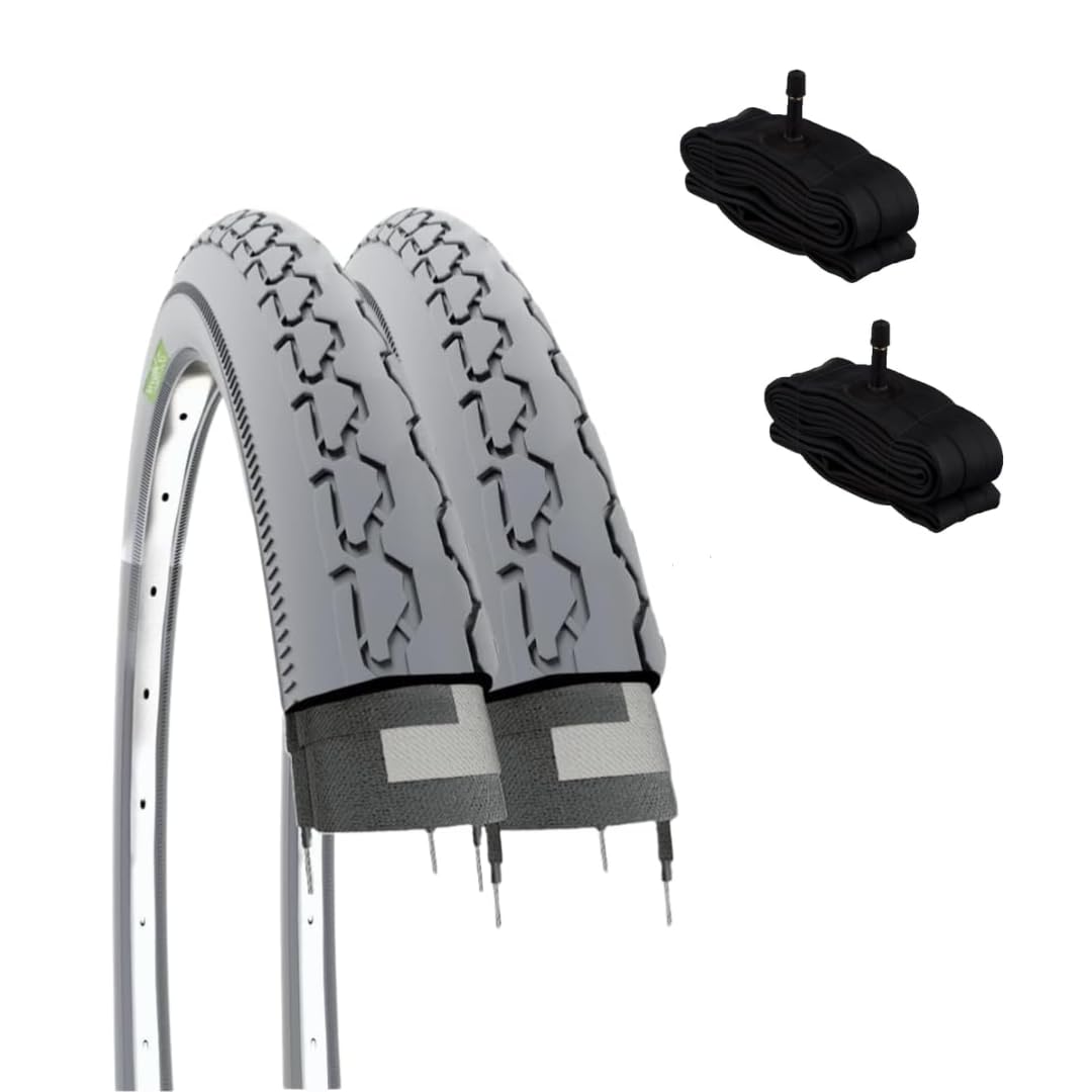 2 Tyres 24 x 1 3/8 (37-540) + American Air Chambers Grey Tyres Wheelchair/Wheelchair Covers